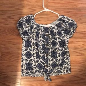 Girls Bollywood/boho print off the shoulder shirt!